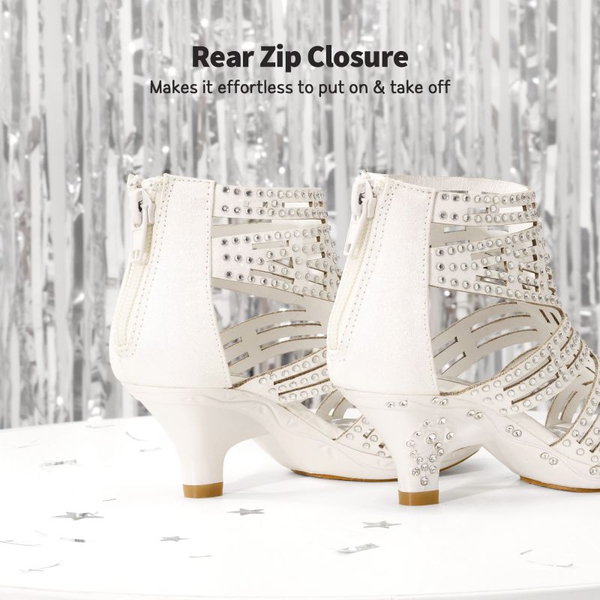 Girls Low Heel Rhinestones Sandals - WHITE - 1